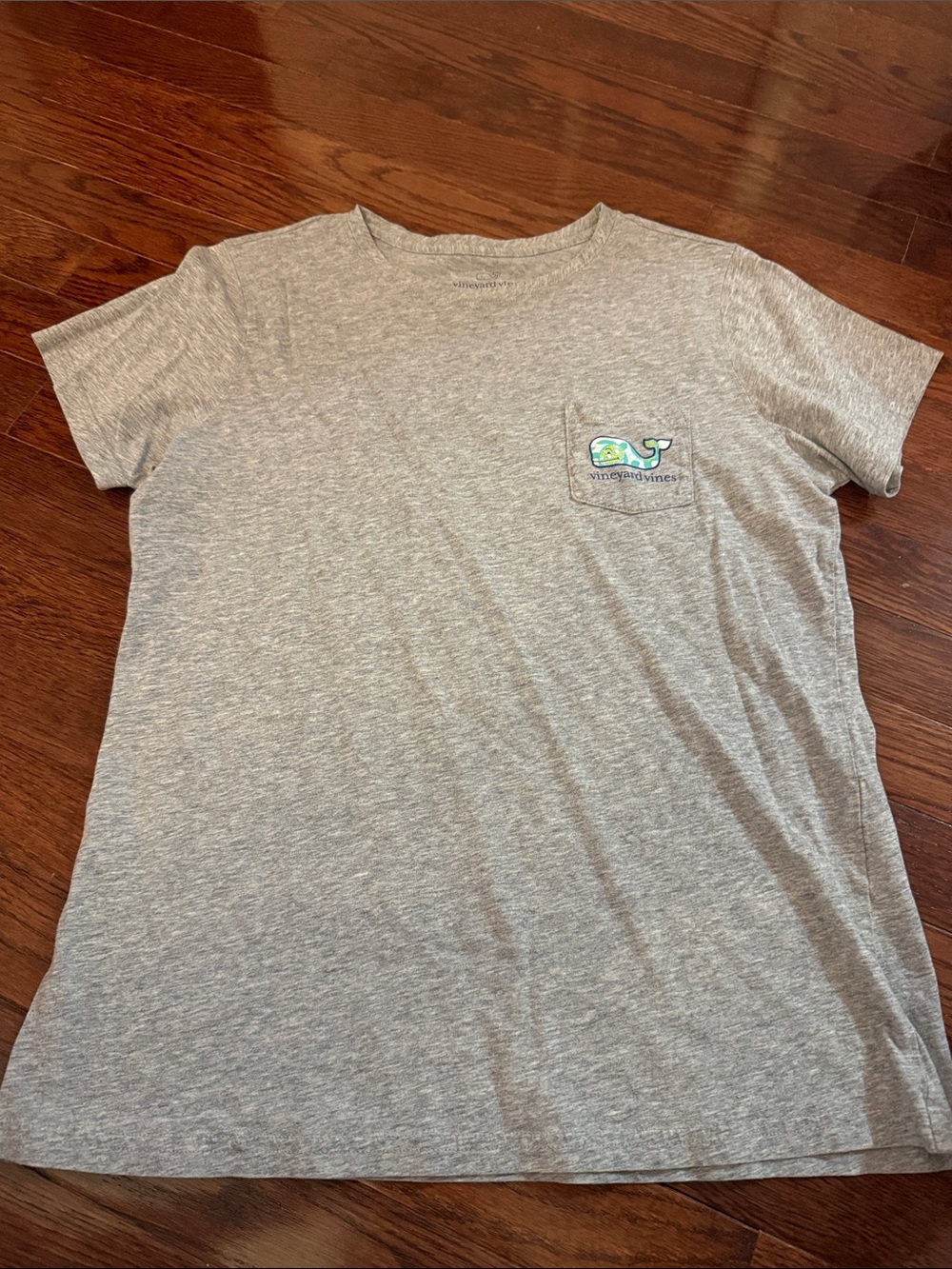 Vineyard Vines Heather Gray Short Sleeve Pocket Tee with Whale Logo